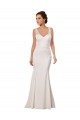 Discount V-Neck Mermaid Crepe Wedding Dress with Lace Bodice UK