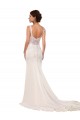 Discount V-Neck Mermaid Crepe Wedding Dress with Lace Bodice UK