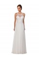 Discount Illusion Neck A-Line Lace and Chiffon Beach Wedding Dress UK