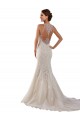 Discount High Neck Mermaid Lace Wedding Dress with Illusion Back UK