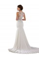 Discount Modern High Neck Sheath Wedding Dress with Lace Bodice UK
