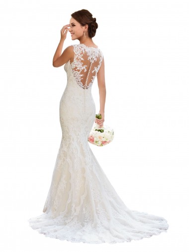 Discount V-Neck Mermaid Vintage Lace Wedding Dress UK