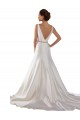Discount Modern Boat Neck Mermaid Satin Wedding Dress with Deep V-Back UK