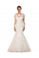 Discount Long Sleeves Mermaid Lace Wedding Dress with Illusion Back UK