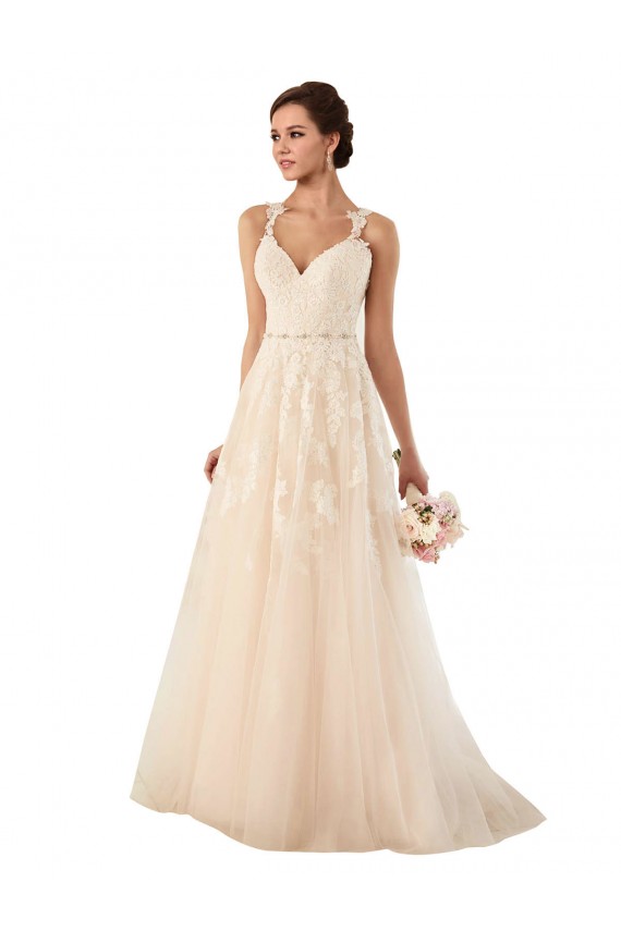 Discount Sweetheart A-Line Tulle Wedding Dress with Lace Illusion Back UK