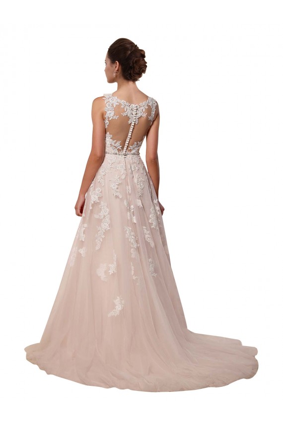 Discount Sweetheart A-Line Tulle Wedding Dress with Lace Illusion Back UK