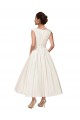 Discount V-Neck A-Line Short Ankle Length Satin Wedding Dress UK