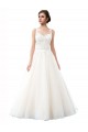 Discount Illusion Neck A-Line Tulle Beach Wedding Dress with Lace Bodice UK