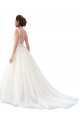 Discount Illusion Neck A-Line Tulle Beach Wedding Dress with Lace Bodice UK