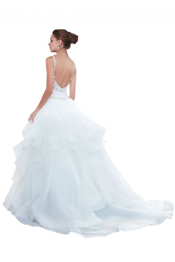 Discount Spaghetti Straps Ball Gown Beach Wedding Dress with Lace Bodice UK