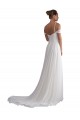 Discount Off the Shoulder A-Line Ruched Chiffon Beach Wedding Dress UK