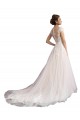 Discount Illusion Cap Sleeves A-Line Tulle Beach Wedding Dress with Lace Bodice UK