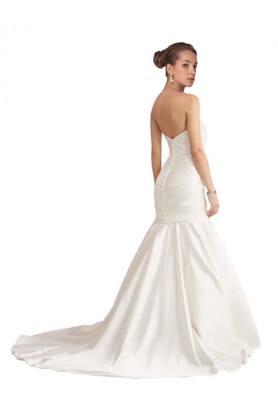 Discount Strapless Mermaid Ruched Satin Beach Wedding Dress with Low Back UK