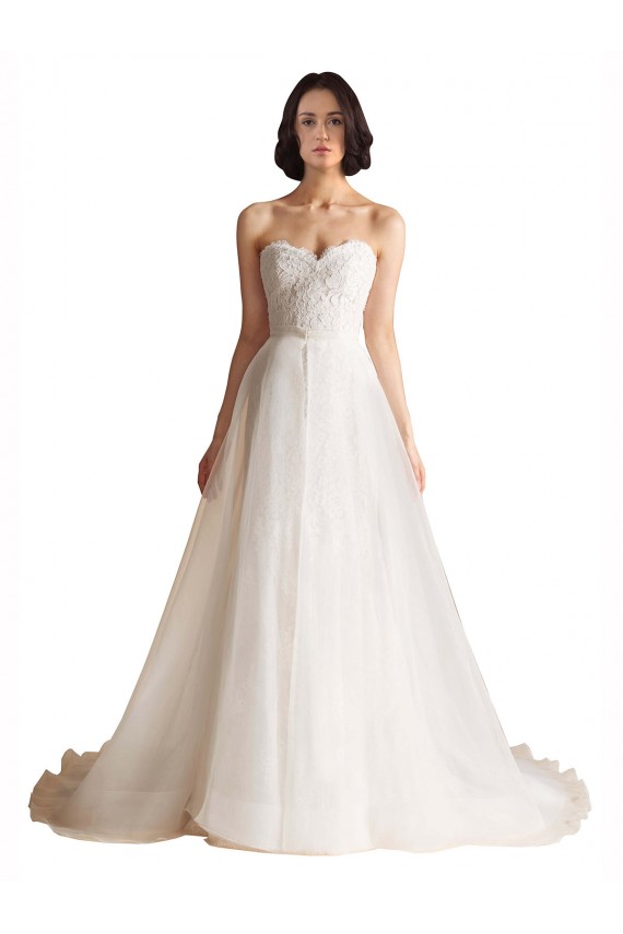 Discount Strapless Sweetheart Lace Bodice A-Line Organza Wedding Dress UK