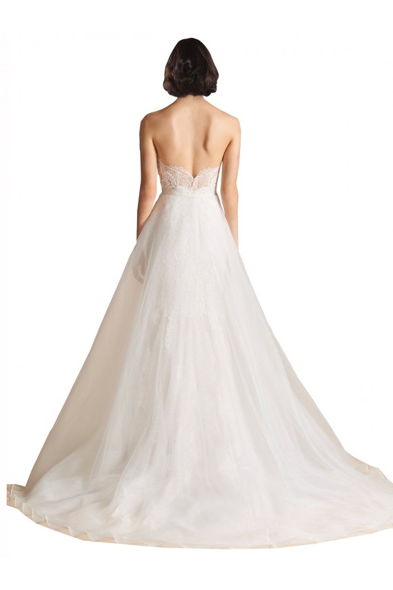 Discount Strapless Sweetheart Lace Bodice A-Line Organza Wedding Dress UK