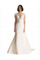 Discount V-Neck Lace Bodice A-Line Satin Wedding Dress with Keyhole Back UK