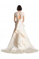 Discount V-Neck Lace Bodice A-Line Satin Wedding Dress with Keyhole Back UK