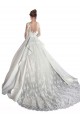 Discount Long Sleeves Illusion Neck A-Line Satin Wedding Dress with Lace Bodice UK