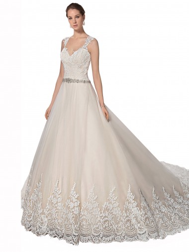 Discount Sweetheart Cap Sleeves Tulle Lace Wedding Dress UK