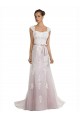 Discount Strapless Mermaid Tulle Lace Beach Wedding Dress with Belt UK