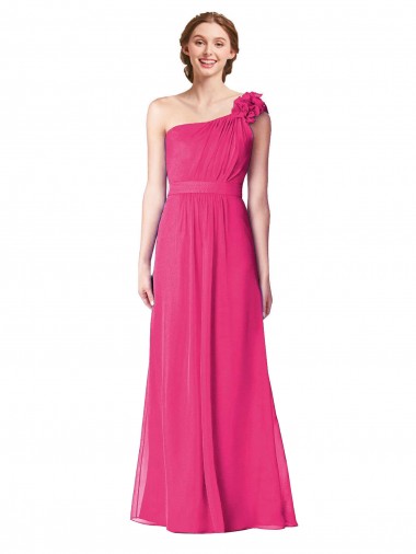 Discount Full Length One Shoulder Chiffon Bridesmaid Dress UK