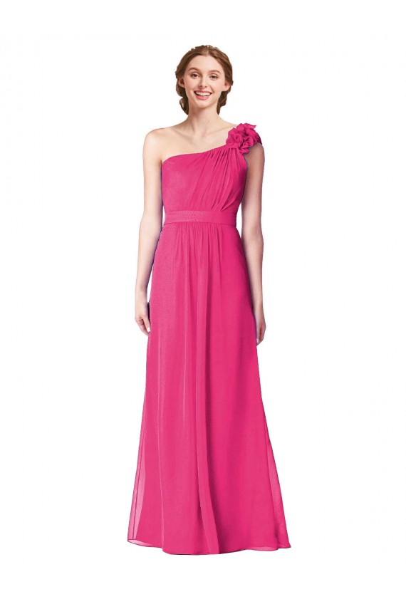 Discount Full Length One Shoulder Chiffon Bridesmaid Dress UK