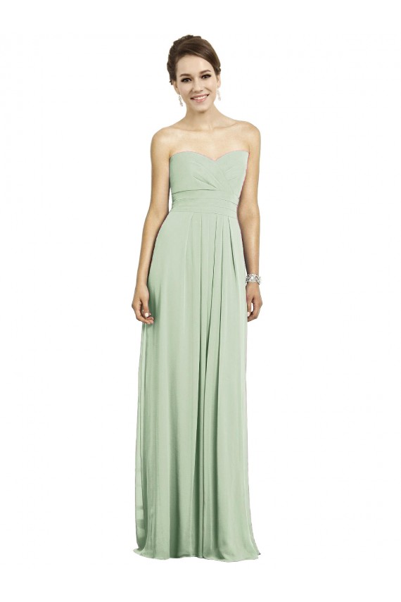 Discount Full Length Strapless Chiffon Bridesmaid Dress with Sweetheart Neckline UK