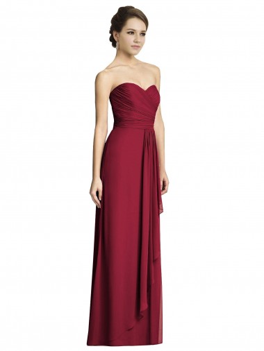 Discount Long Strapless Chiffon Bridesmaid Dress with Side Slit UK