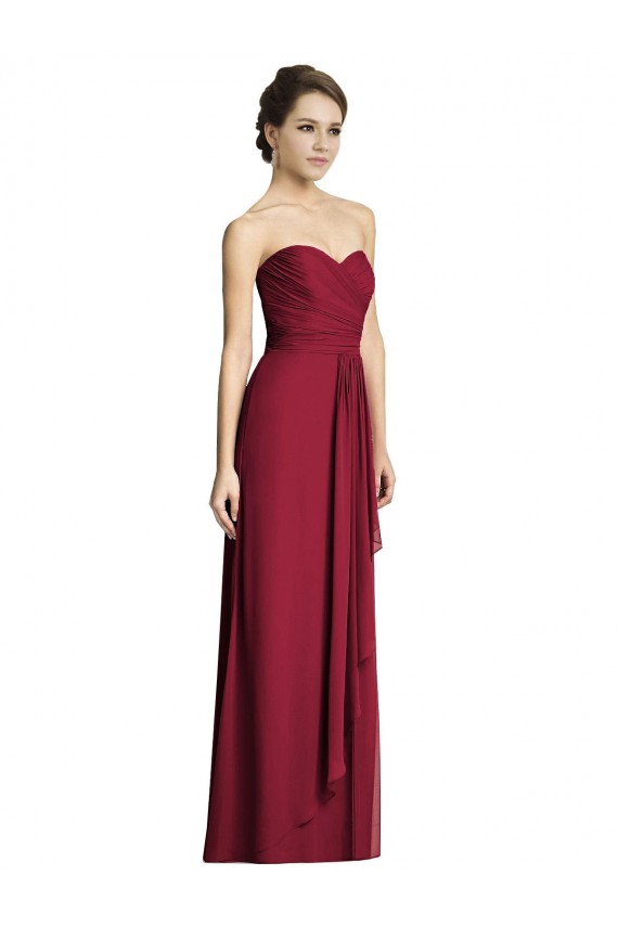 Discount Long Strapless Chiffon Bridesmaid Dress with Side Slit UK