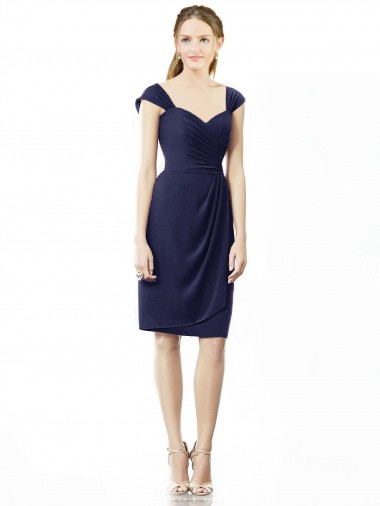 Discount Cocktail Length Short Cap Sleeves Chiffon Bridesmaid Dress UK