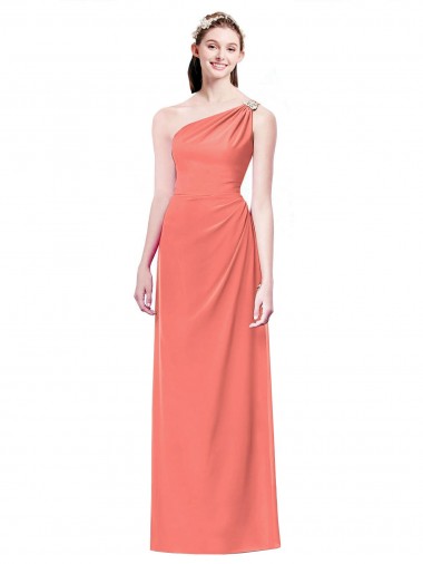 Discount Draped Full Length One Shoulder Chiffon Bridesmaid Dress UK