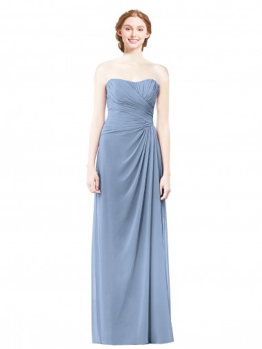 Discount Strapless Long Chiffon Bridesmaid Dress with Sweetheart Neckline UK