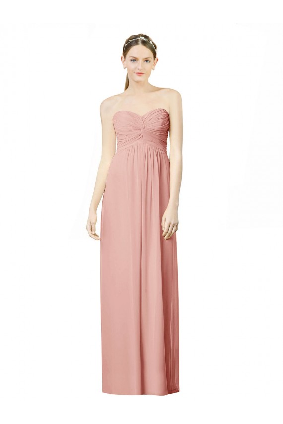 Discount Long Chiffon Sweetheart Bridesmaid Dress with Twist Bodice UK