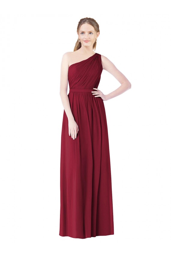 Discount One Shoulder Full Length Long Chiffon Bridesmaid Dress. UK