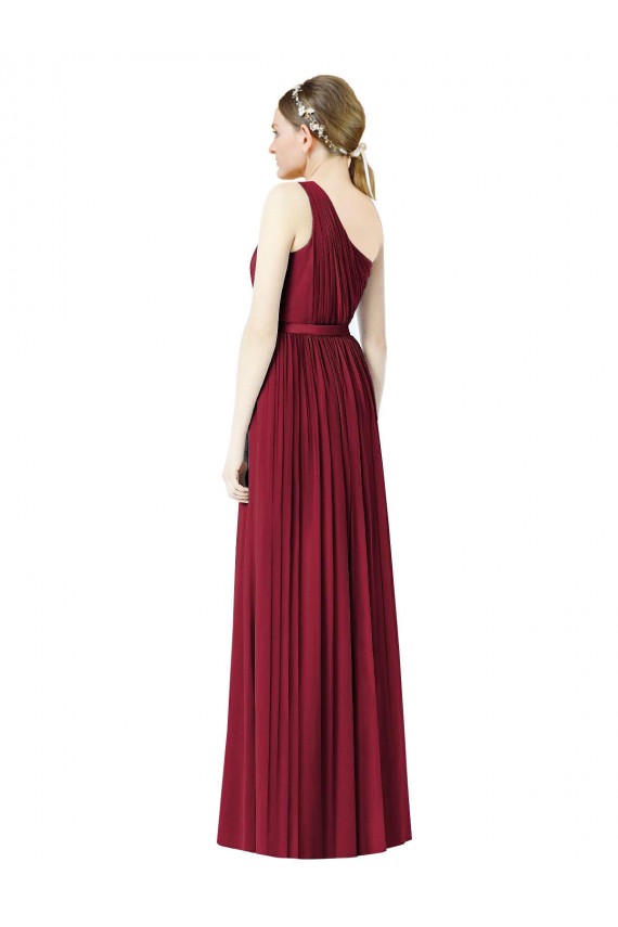 Discount One Shoulder Full Length Long Chiffon Bridesmaid Dress. UK