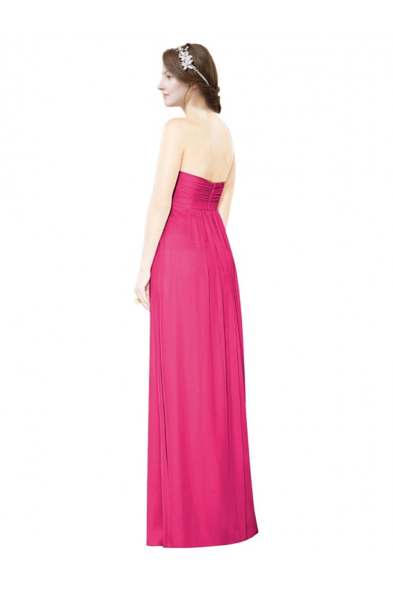 Discount Full Length Strapless Long Chiffon Dress with Waistband UK