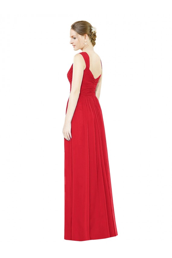 Discount Full-Length Long Chiffon Bridesmaid Dress with Side Front Slit UK