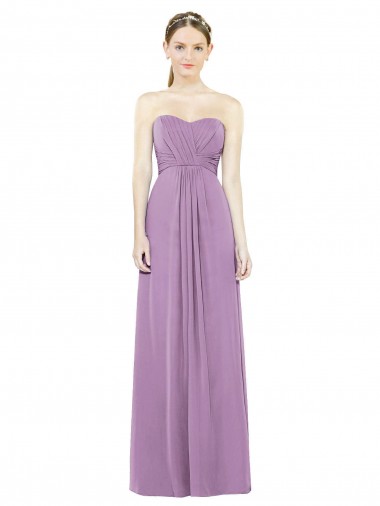 Discount Sweetheart Neckline Strapless Chiffon Bridesmaid Dress with Wrap Pleat UK