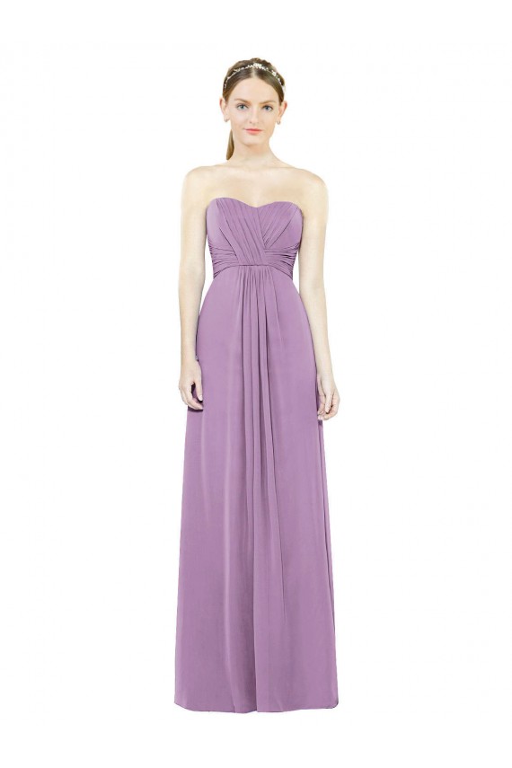 Discount Sweetheart Neckline Strapless Chiffon Bridesmaid Dress with Wrap Pleat UK