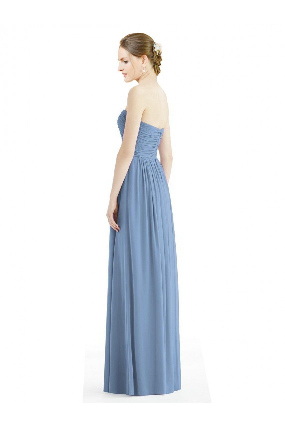 Discount Strapless Long Chiffon Dress with Sweetheart Neckline And Draped Bodice UK