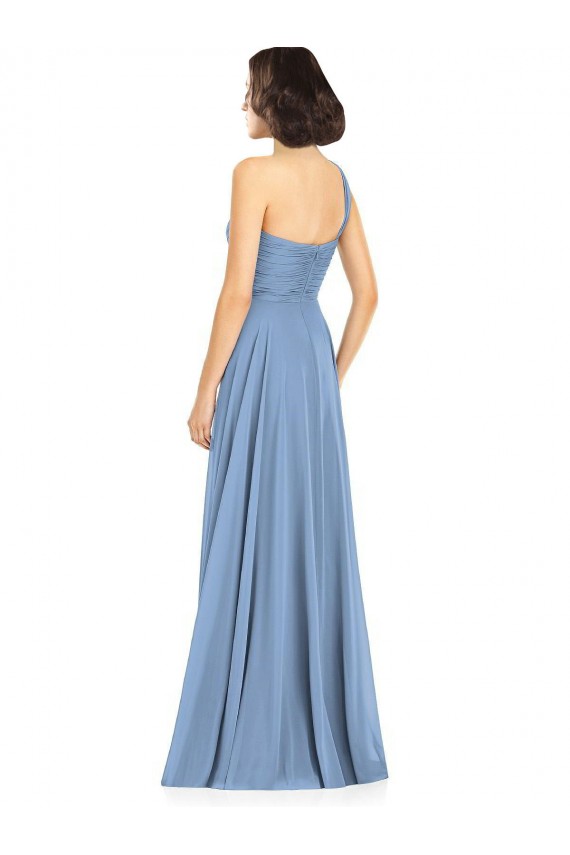 Discount One Shoulder Long Chiffon Bridesmaid Dress with Sweetheart Bodice UK