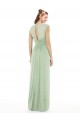 Discount Sheer Back Cap Sleeves Long Chiffon Bridesmaid Dress  UK
