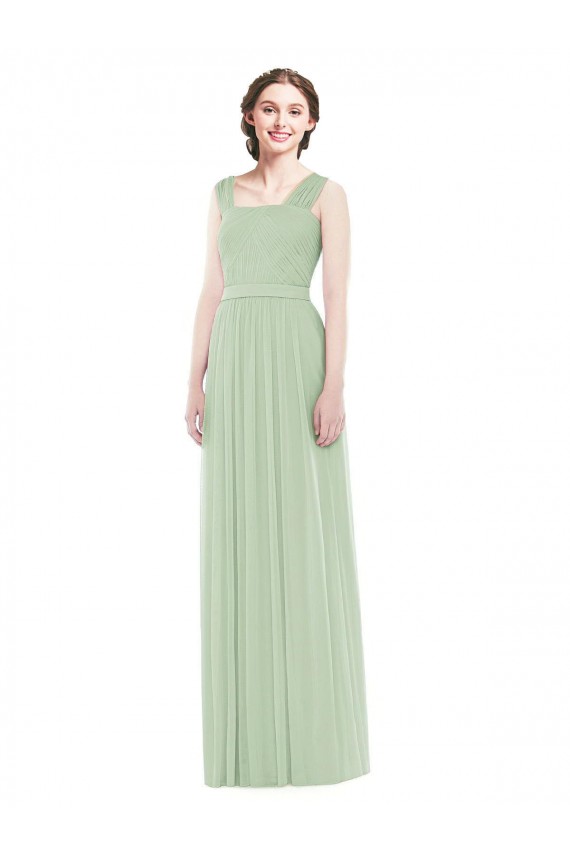 Discount Sleeveless Chiffon Long Bridesmaid Dress with Shoulder Straps UK