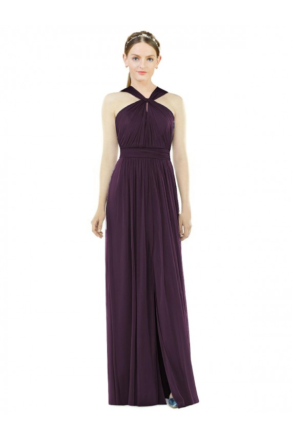 Discount Maxi Chiffon Halter Neck Bridesmaid Dress UK