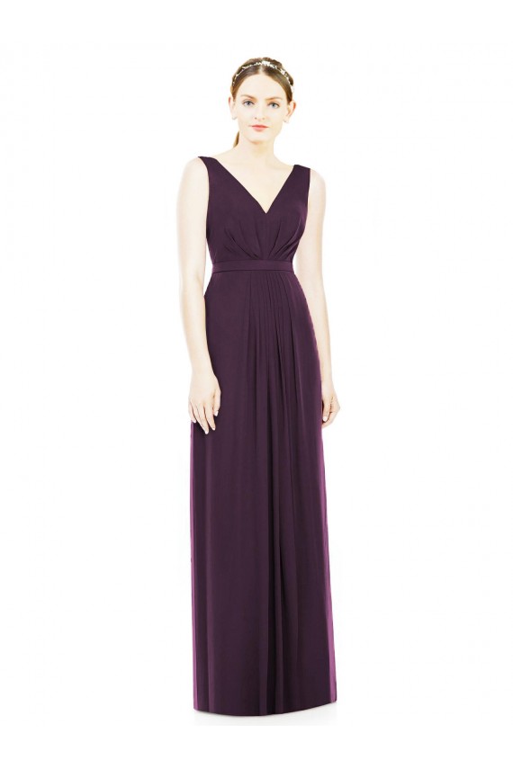 Discount V-Neckline Sleevelss Full Length Chiffon Bridesmaid Dress UK