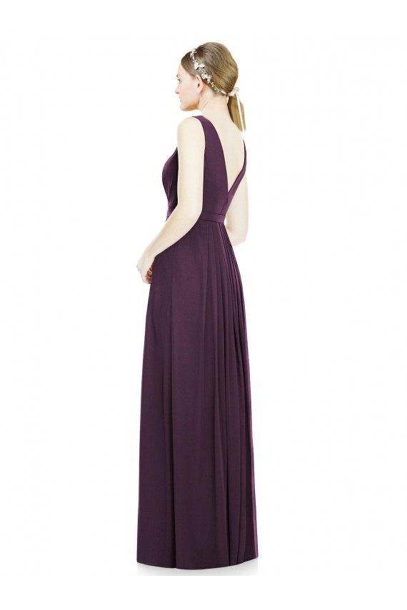 Discount V-Neckline Sleevelss Full Length Chiffon Bridesmaid Dress UK