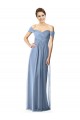 Discount Off the Shoulder Chiffon Bridesmaid Dress with Draped Bodice UK