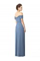 Discount Off the Shoulder Chiffon Bridesmaid Dress with Draped Bodice UK