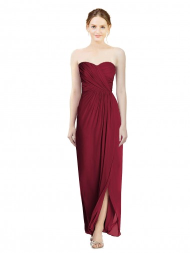 Discount Strapless Sweetheart Long Chiffon Bridesmaid Dress UK