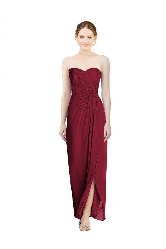 Discount Strapless Sweetheart Long Chiffon Bridesmaid Dress UK